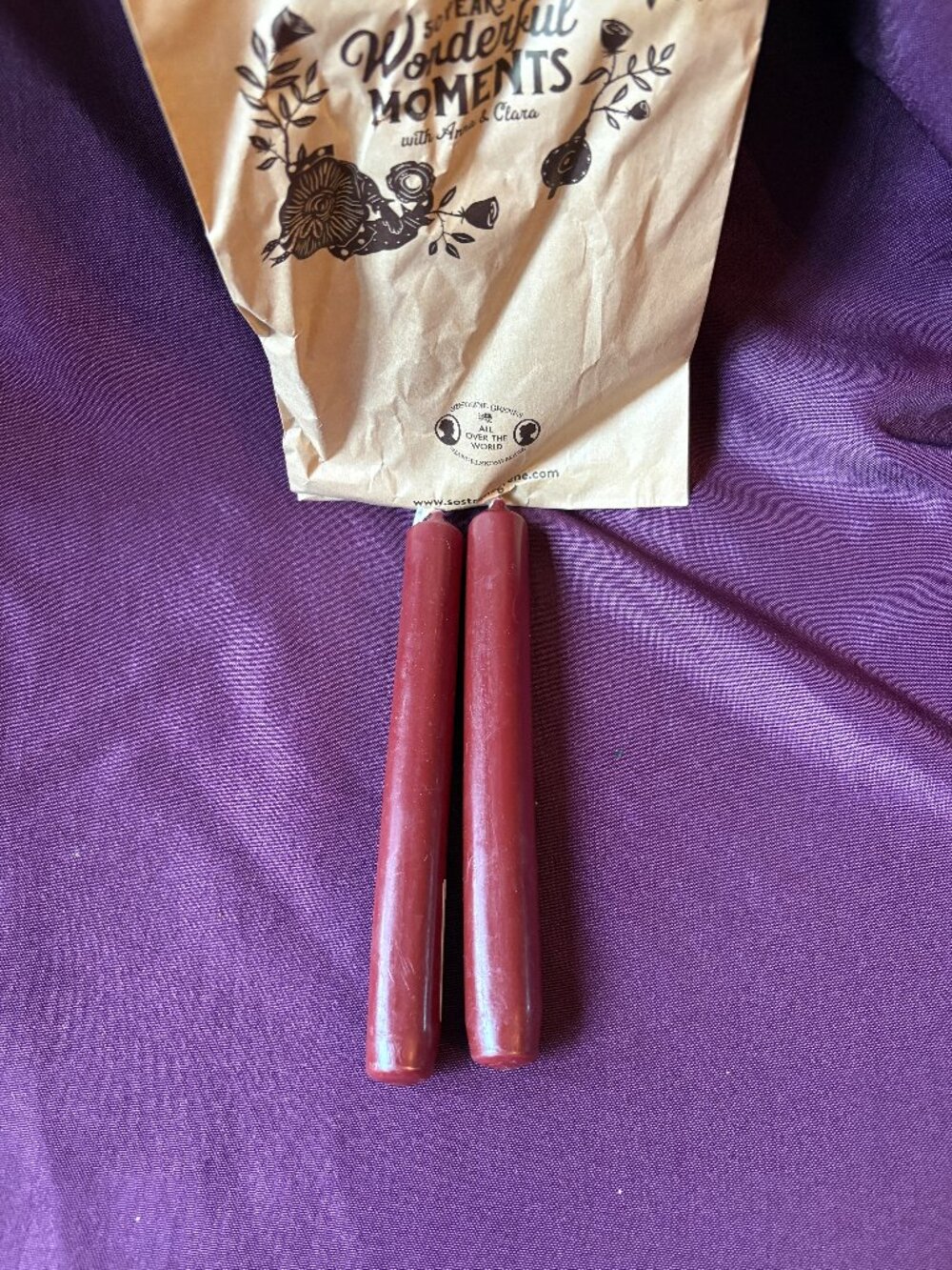Søstrene Grene Danish Red Taper Candles Set of 2 Made in EU Scandinavian Decor